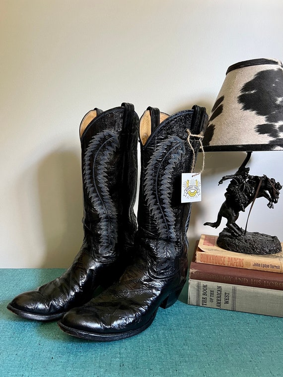 Justin Eel Skin Vintage Cowboy Boots, Men's 10D/We