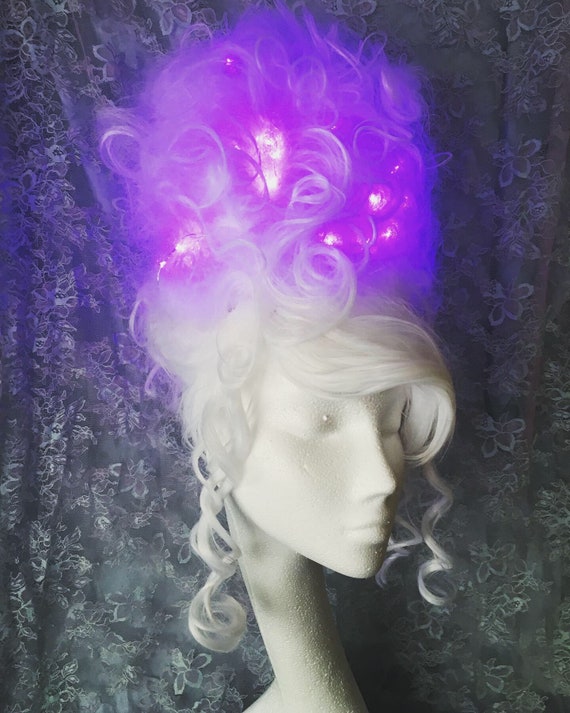 Led Glow Rococo Style Marie Antoinette Candy Floss Curled Wig Etsy