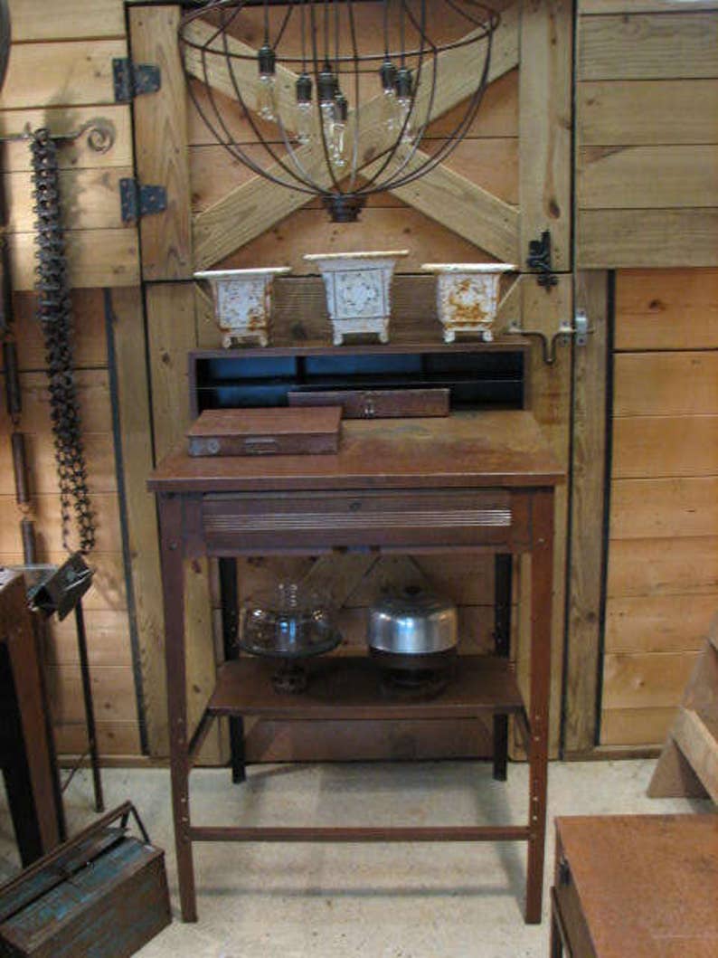 Vintage Industrial Shop Desk / Industrial Drafting Desk / | Etsy