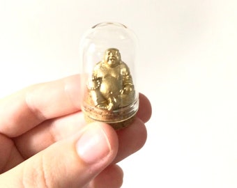 World's Tiniest Buddha/ Tiny Laughing Buddha/ Miniature Buddha in a dome/ Mini Buddha/ Tiny Gold Buddha/