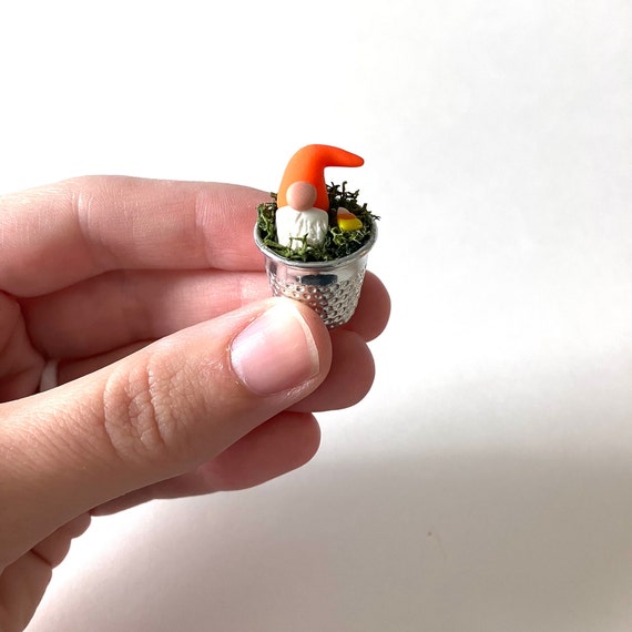 Halloween Gnome/ Tiny Halloween Gnome/ Tiny Gnome/Miniature/Tiny/ Gnome in a thimble