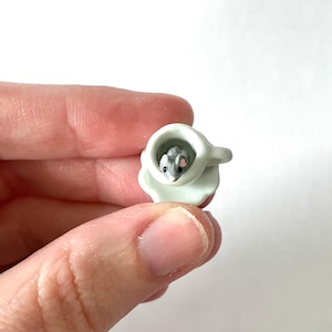 Mouse in a Mug/ Tiny Mouse/ World's Tiniest Mouse/ Miniature Teacup/ Miniature Mouse/ Tiny mug/ Tiny Mouse/