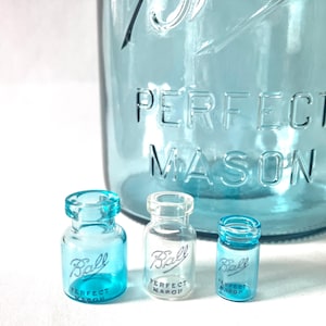 World's Tiniest Mason Jar Trio/ Tiny Mason Jars/ Miniature Mason Jars/ Tiny Glass Jar