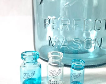 World's Tiniest Mason Jar Trio/ Tiny Mason Jars/ Miniature Mason Jars/ Tiny Glass Jar