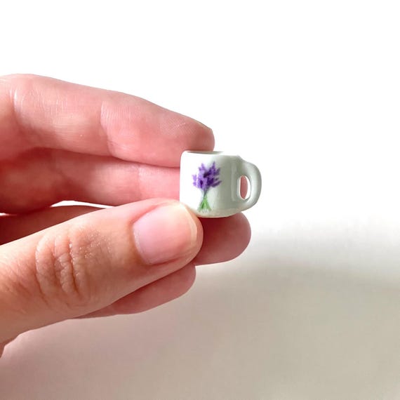 Tiny mug/ lavender mug/ lavender / plant mug/ Miniature mugs/ Miniature coffee mug/ Tiny mug