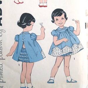 50s Girls&#39; Girl&#39;s Piquant Dress, Puff Sleeve, Ruffled panties.  Advance Sewing Pattern 9244. Size 3 Breast 22&quot;