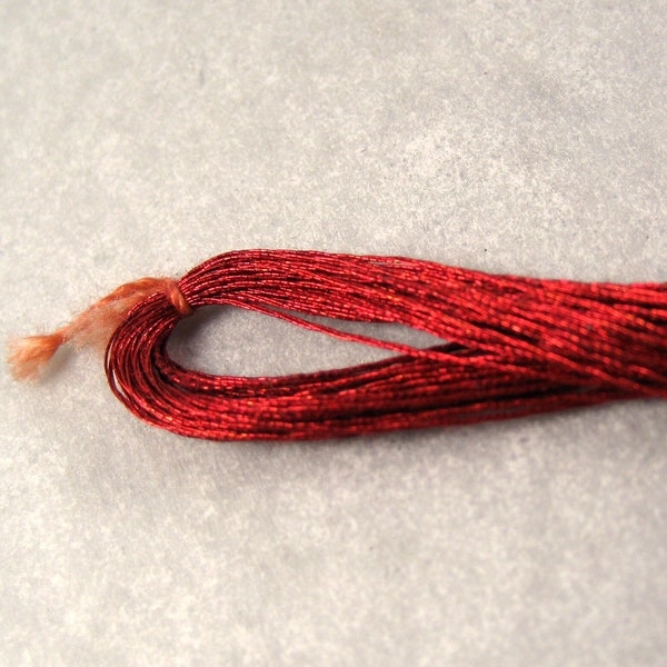 Vintage Antique Skein of Ruby Red Bullion Embroidery Thread Floss. Textile Restoration, Gold Work, Ribbon Work, Millinery, Fly Tying