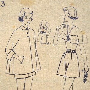 Vintage 50s  Pinup Halter Top, Shorts,  Beach Coverup. Simplicity Sewing Pattern 2863.  Size 10 Bust 28&quot;