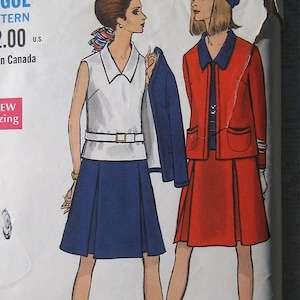 Vintage 70s Suit & Blouse Vogue Sewing Pattern 7380 Size 16 Bust 38&quot;