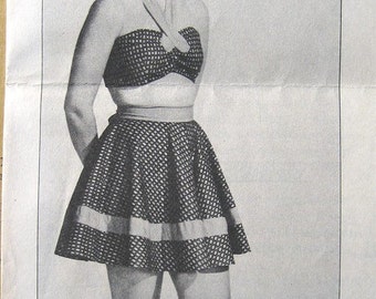 Vintage 30s Pinup Halter Top & Skirt, Bathing Suit. Mail Order Sewing Pattern E 2593