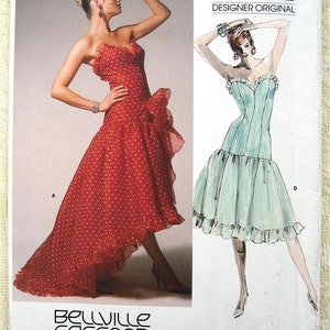 80s Bellville Sassoon Vogue Designer Original Strapless Evening Cocktail Dress Pattern 1686 Size 8 Factory Folded