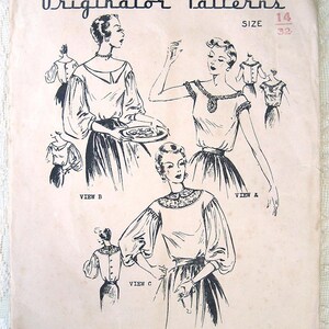 50s Evening Blouse, Balloon Sleeve Originator Sewing Pattern 394.  Size 14 Bust 32 Factory Folded