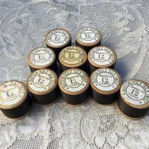 Antique Button Hole Silk Twist Button Thread. Dark Brown. Wood spool. 12 Yards. Lot of 10