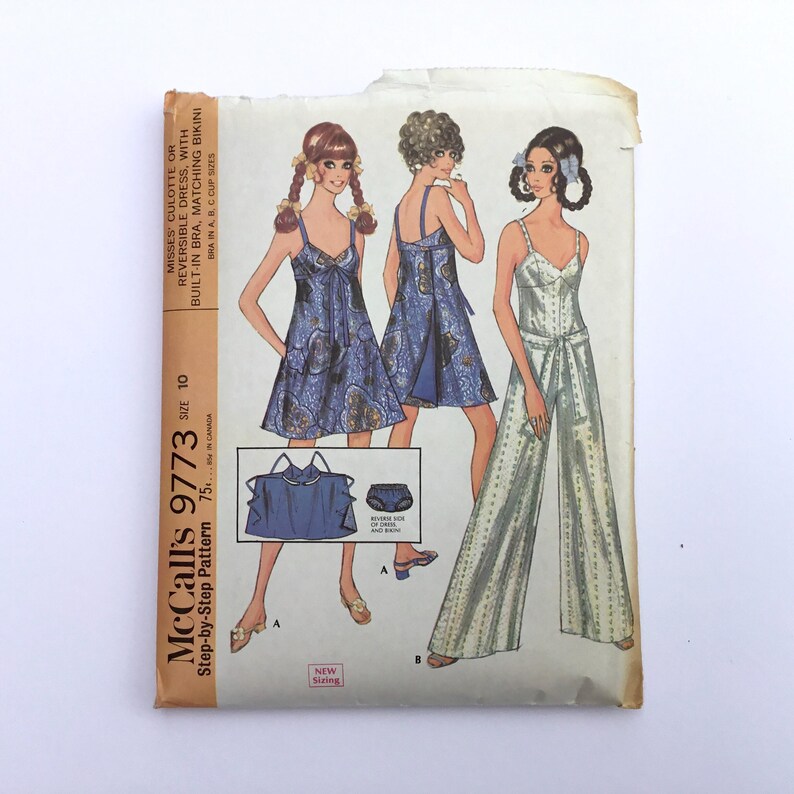 Vintage 70s Reversible Dress or Palazzo Culotte Pant Dress. Mccall's ...