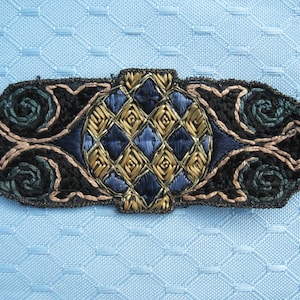Vintage Antique Embroidered Deco Applique Trim. Metallic Gold Accent. 1 1 /2&quot;