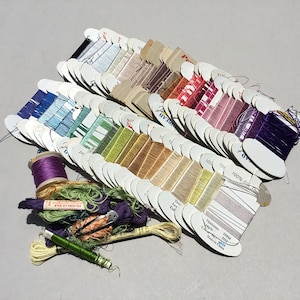 Vintage Lot 60 Cards of 100% Silk Embroidery Thread Floss. Many Different Colors