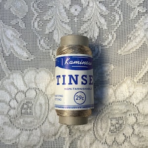 Vintage Kaminow Tinsel. Metallic Gold Crocheting and Knitting Cord. 75 Yards.