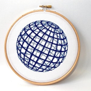 Modern Cross stitch pattern  , Geometric ,  globe , sphere cross stitch