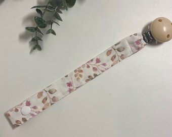 Schnullerband/Schnullerkette aus BaumwollStoff/ Personalisierbar ...BLUMEN...