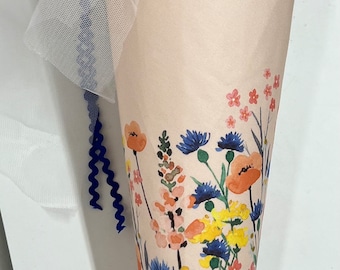 Schultüte Blumen- Blumenwiese  aus Stoff, Zuckertüte, Einschulung personalisierter mit Name, Schulkind