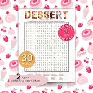 Dessert Word Search Puzzle | Sweet Treats Baking Activity (PDF Download)