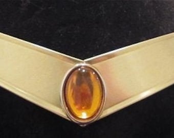 Sailor  Venus Cosplay Metal Tiara  - Smooth or Faceted Amber Gem, White Elastic