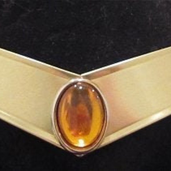 Sailor Moon Venus Cosplay Metal Tiara  - Smooth or Faceted Amber Gem, White Elastic