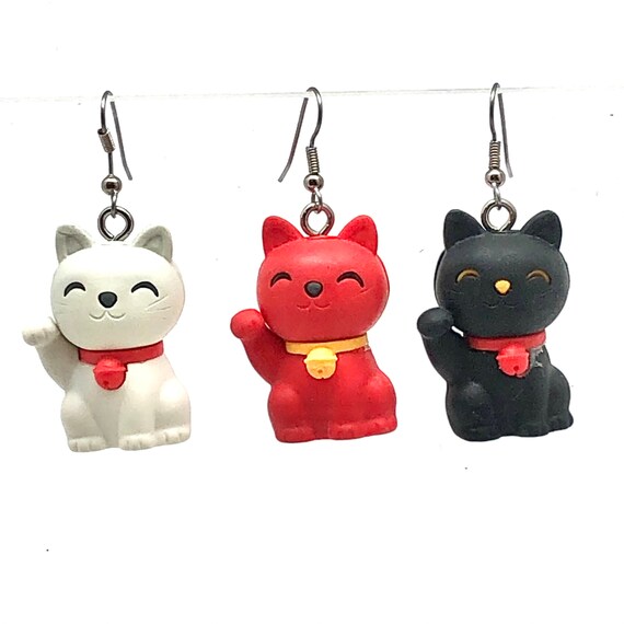 Lucky cat earrings clearance