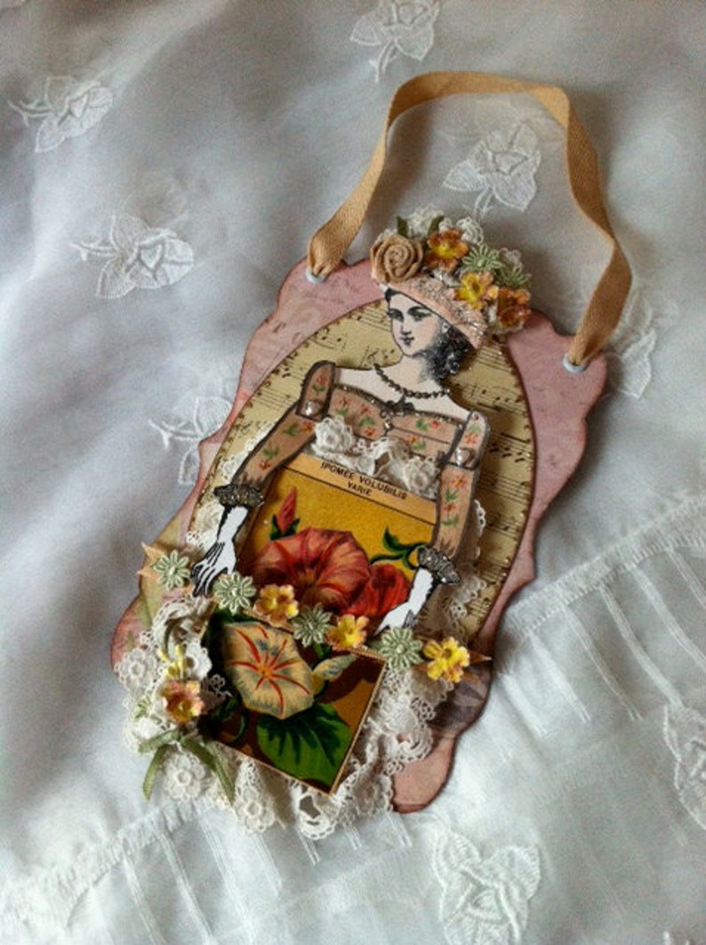 Paper Doll Wall Hanging Mixed Media KeepsakeVictorian Wall Etsy