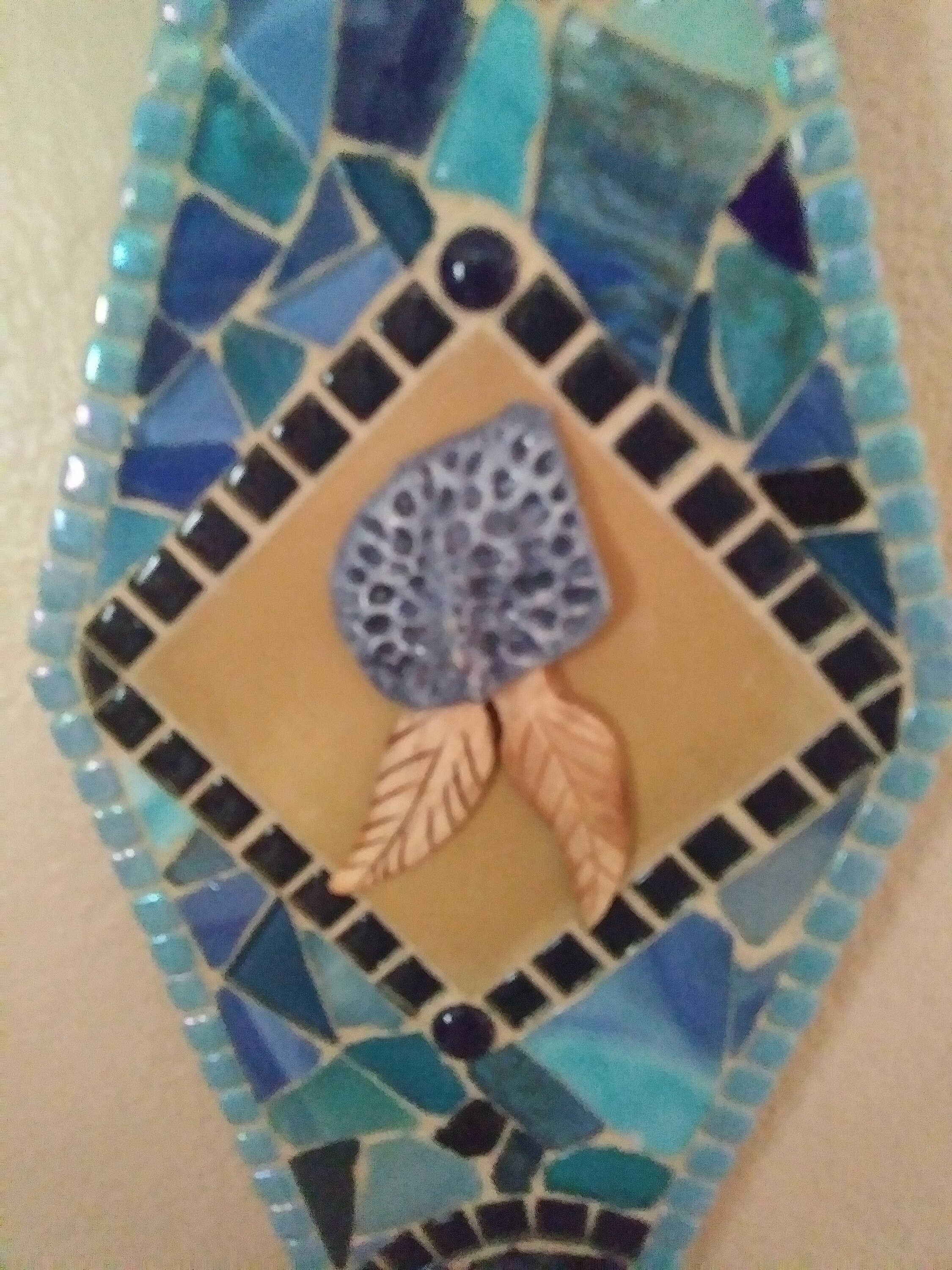 BLUE MOSAIC GLASS Wall Decor Blue Mixed Media Mosaic Art Etsy.de