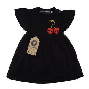 Black cherry skull printed baby dress