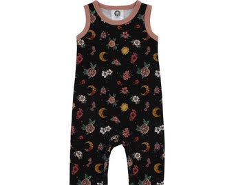 Floral moons baby romper