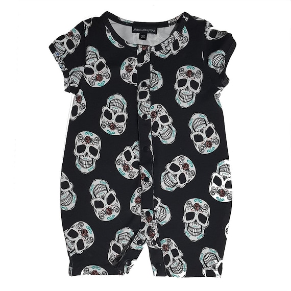 Two Pirate Skull /& Striped Baby Bandana Bibs Goth Rock Alternative Punk