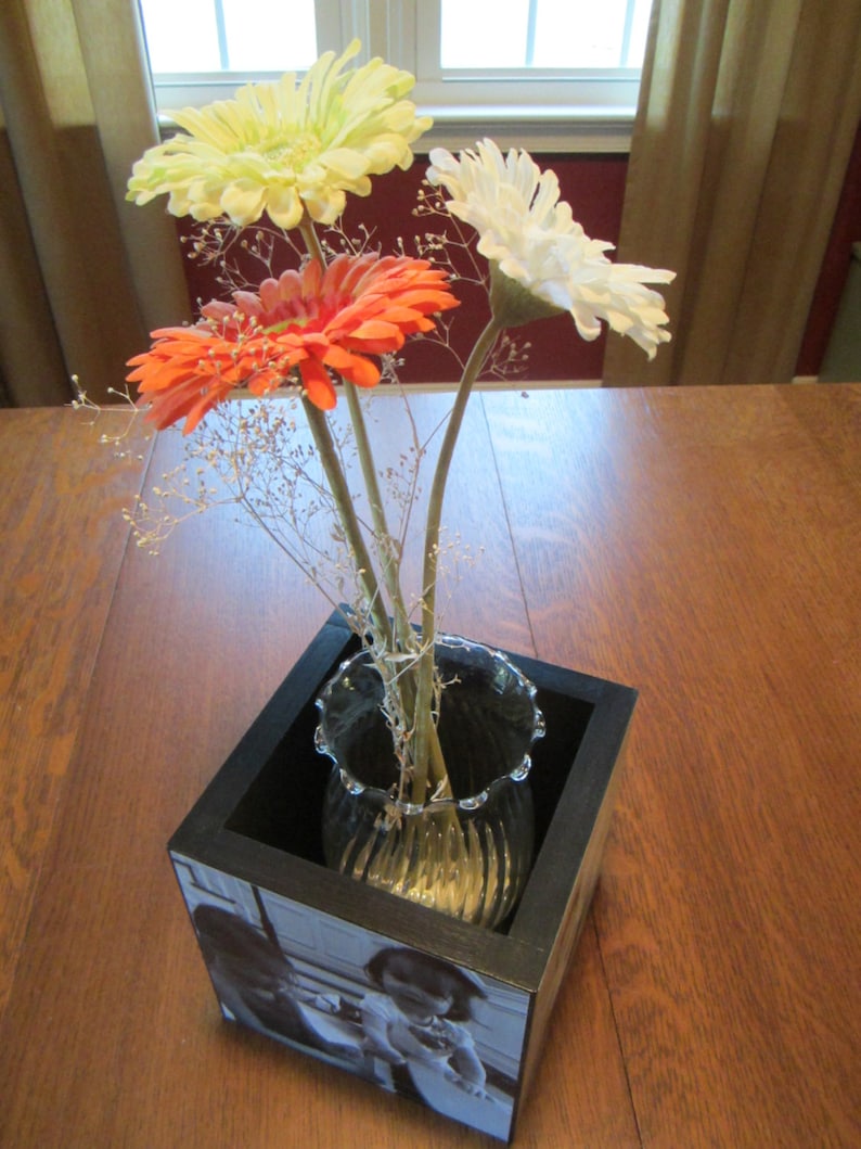 Wooden Centerpiece Photo Cube, 5 Size for Your Own Arrangements Etsy