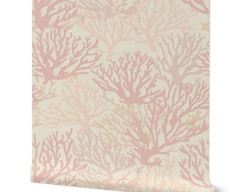 Coral Wallpaper | Beach House Decor, Peel and Stick
