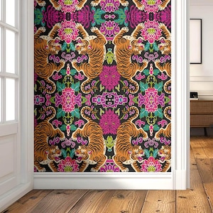 Ornamental Tiger Wallpaper | Peel & Stick, Pre-Pasted and Unpasted Wallpaper