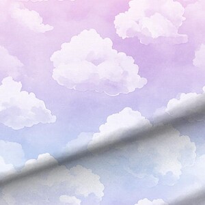 Watercolor Cloud Fabric – Dreamy Nursery Bedding, Quilting Cotton