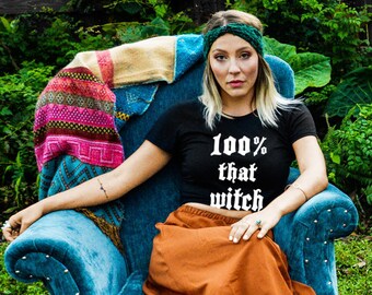 100% That Witch Women's T-shirt, Halloween T-shirt for Witches, Women's Boyfriend Tee