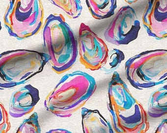Watercolor Oyster Shell Preppy Fabric | Coastal Decor | Swatches, Fat Quarters & Fabric by the Yard