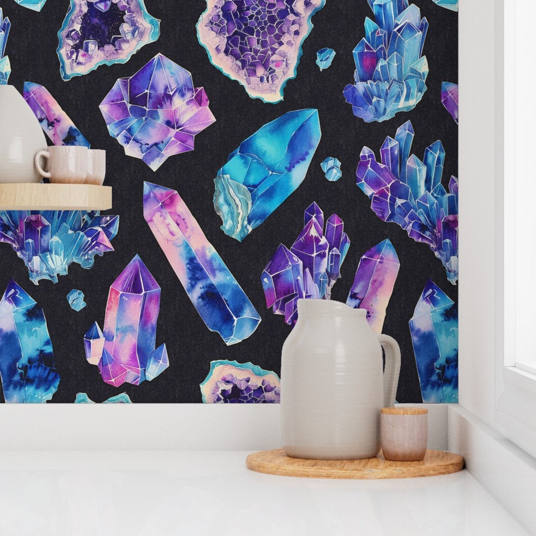 Crystals and Geodes Wallpaper | Esoteric Bohemian Decor (peel & Stick ...