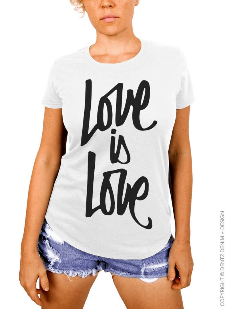 Gay Pride Shirt Script Love is Love Women's Boyfriend | Etsy