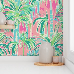 Tropical Palm Tree Wallpaper - Peel and Stick and Pre-pasted Wallpaper Rolls - Southern Abstract Colorful Wallpaper