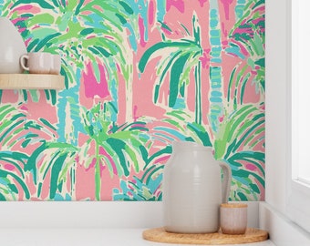 Tropical Palm Tree Wallpaper - Peel and Stick and Pre-pasted Wallpaper Rolls - Southern Abstract Colorful Wallpaper