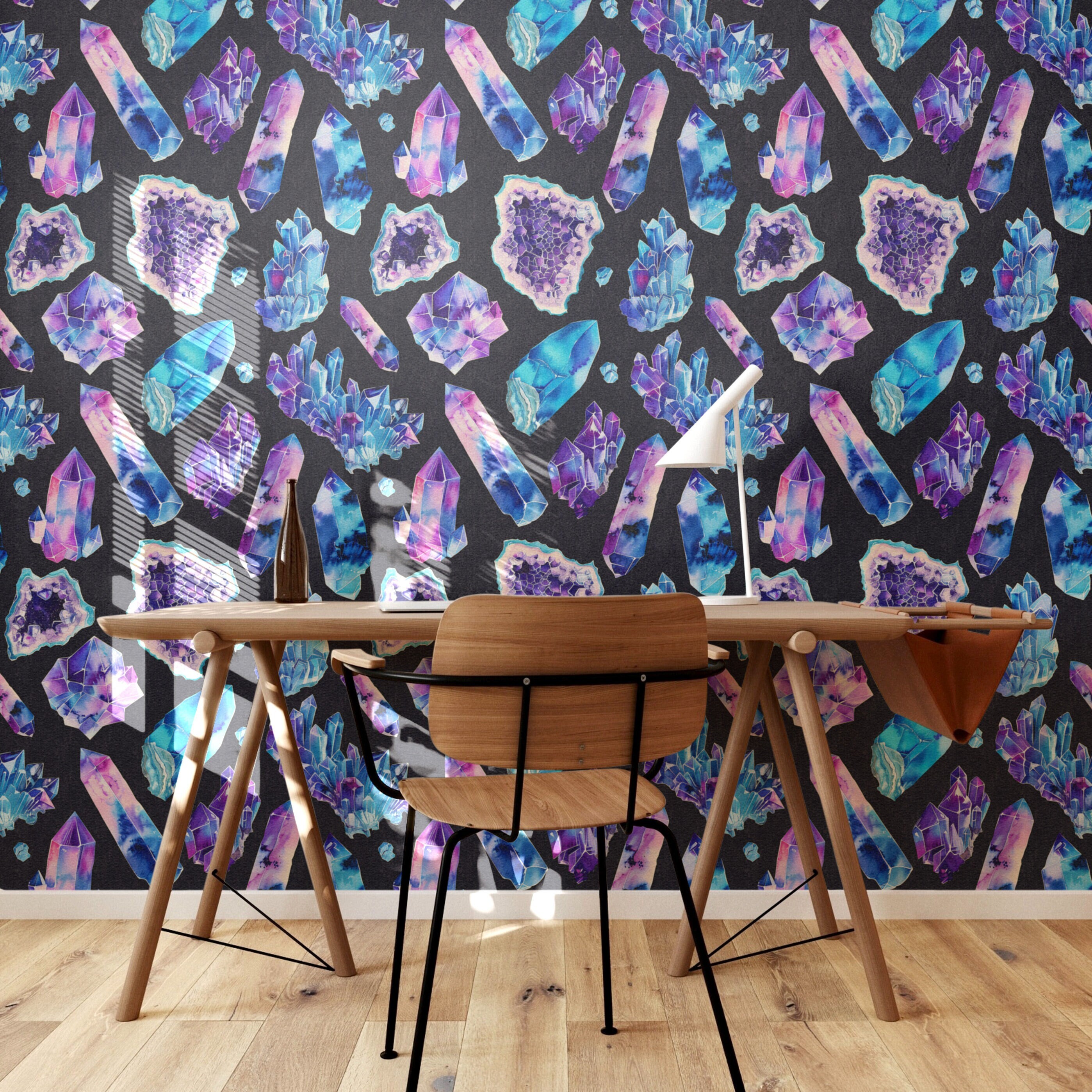 Crystals and Geodes Wallpaper | Esoteric Bohemian Decor (peel & Stick ...