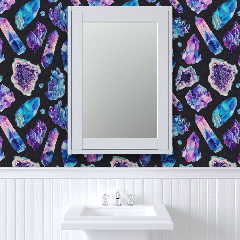 Crystals and Geodes Wallpaper | Esoteric Bohemian Decor (peel & Stick ...