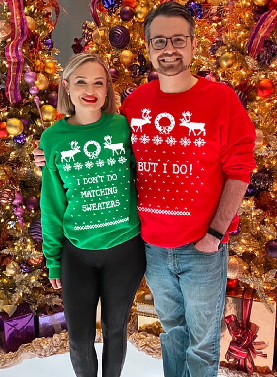 BOGO SET of Couples Christmas Sweaters Funny Christmas - Etsy Denmark