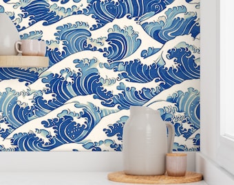 Hokusai Wave Wallpaper | Japanese Style Ocean Art, Peel & Stick