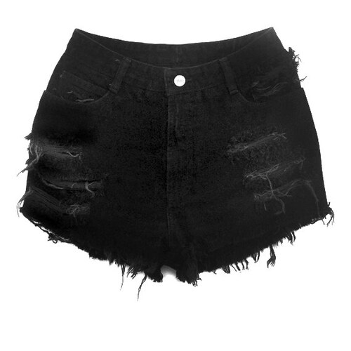 High Waisted Shorts Black Denim Plus 
