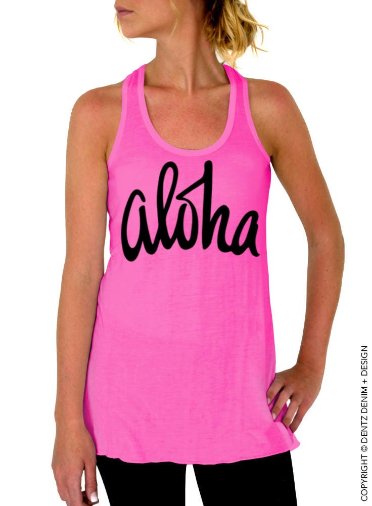 Aloha Tank Top Aloha Flowy Tank Top More colors Available | Etsy