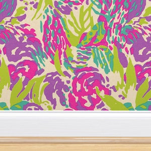 Tropical Floral Wallpaper | Abstract Island Design (Peel & Stick or Pre-Pasted)